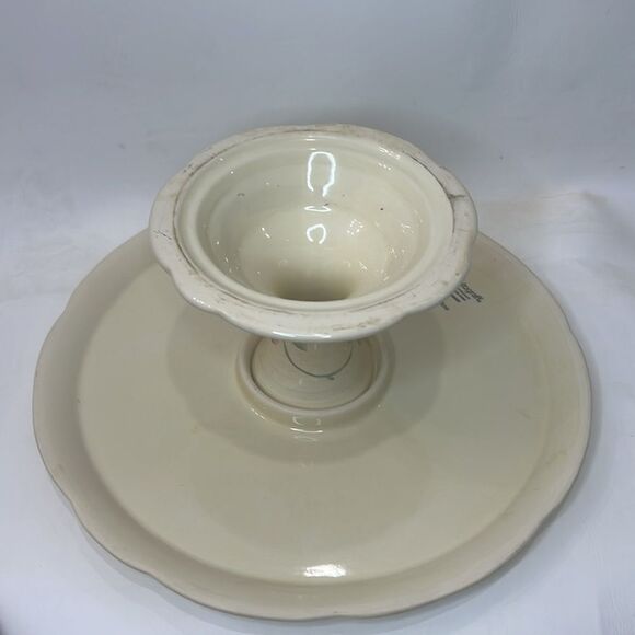 Pfaltzgraff Silk Rose Cake Plate Stand 12 In Round Creamy Yellow Pink Green - Picture 4 of 9